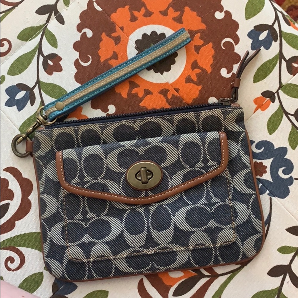 Coach denim wristlet